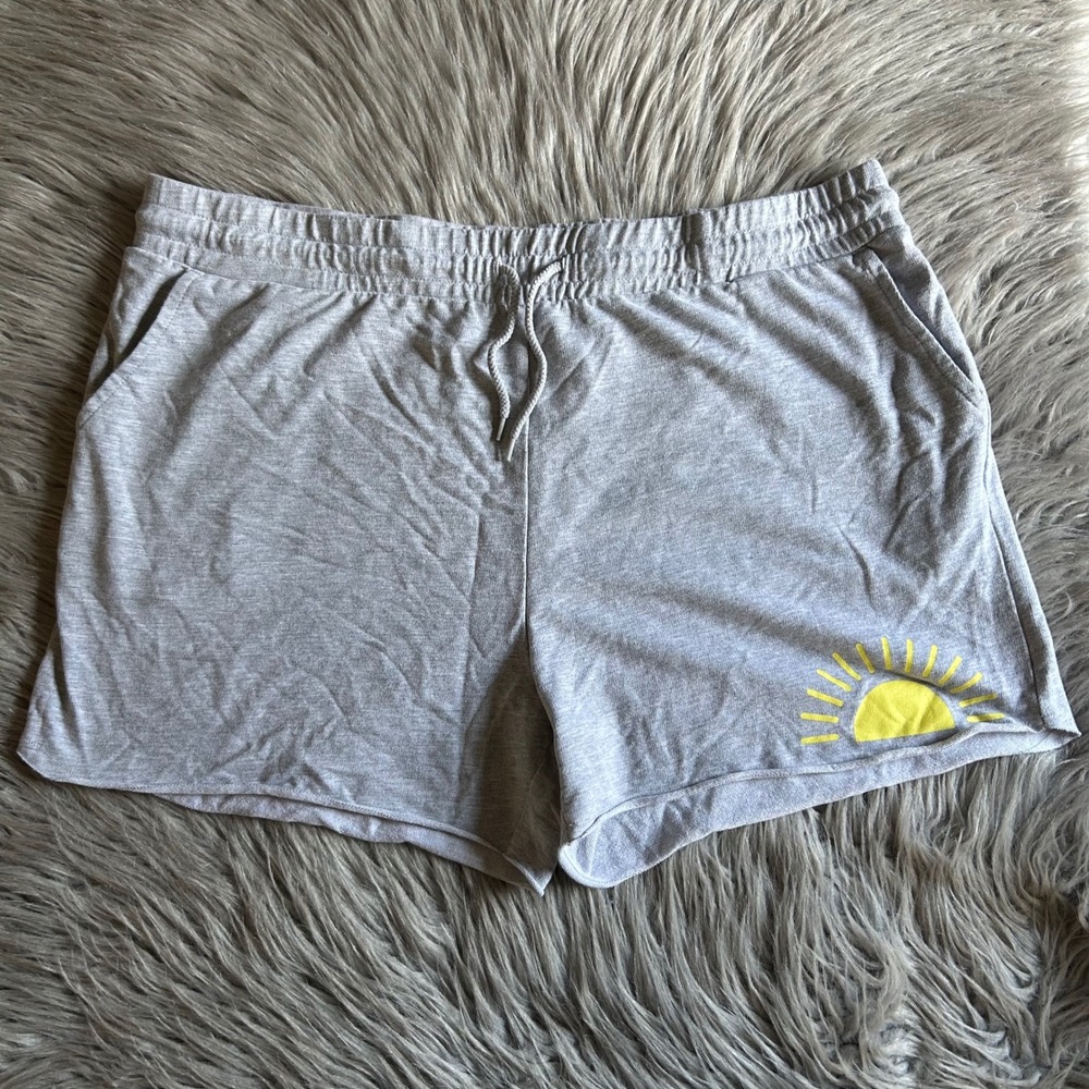 Shorts Womens Size 2XL Gray Sunshine Stretch Waist Drawstring Sun Short